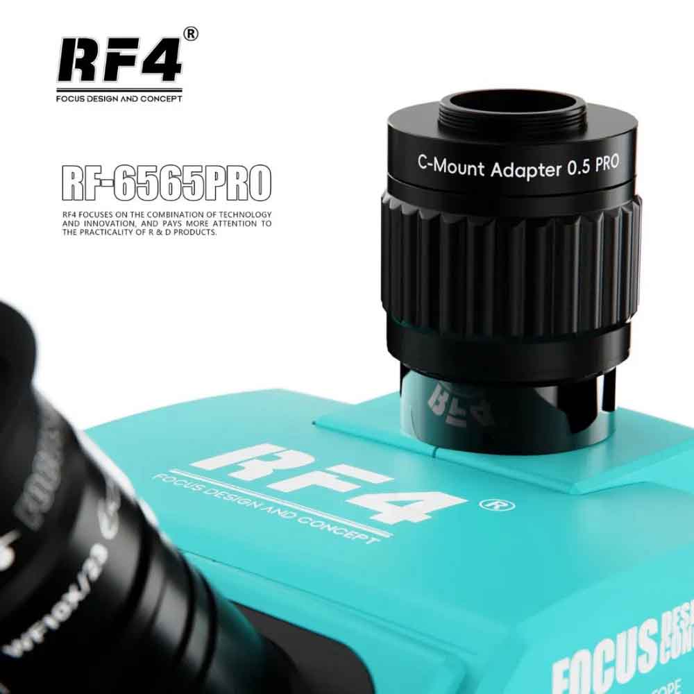 RF4 RF6565Pro 6.5-65X Synchronous Zoom Trinocular Stereo Microscope with Aluminum Alloy Base