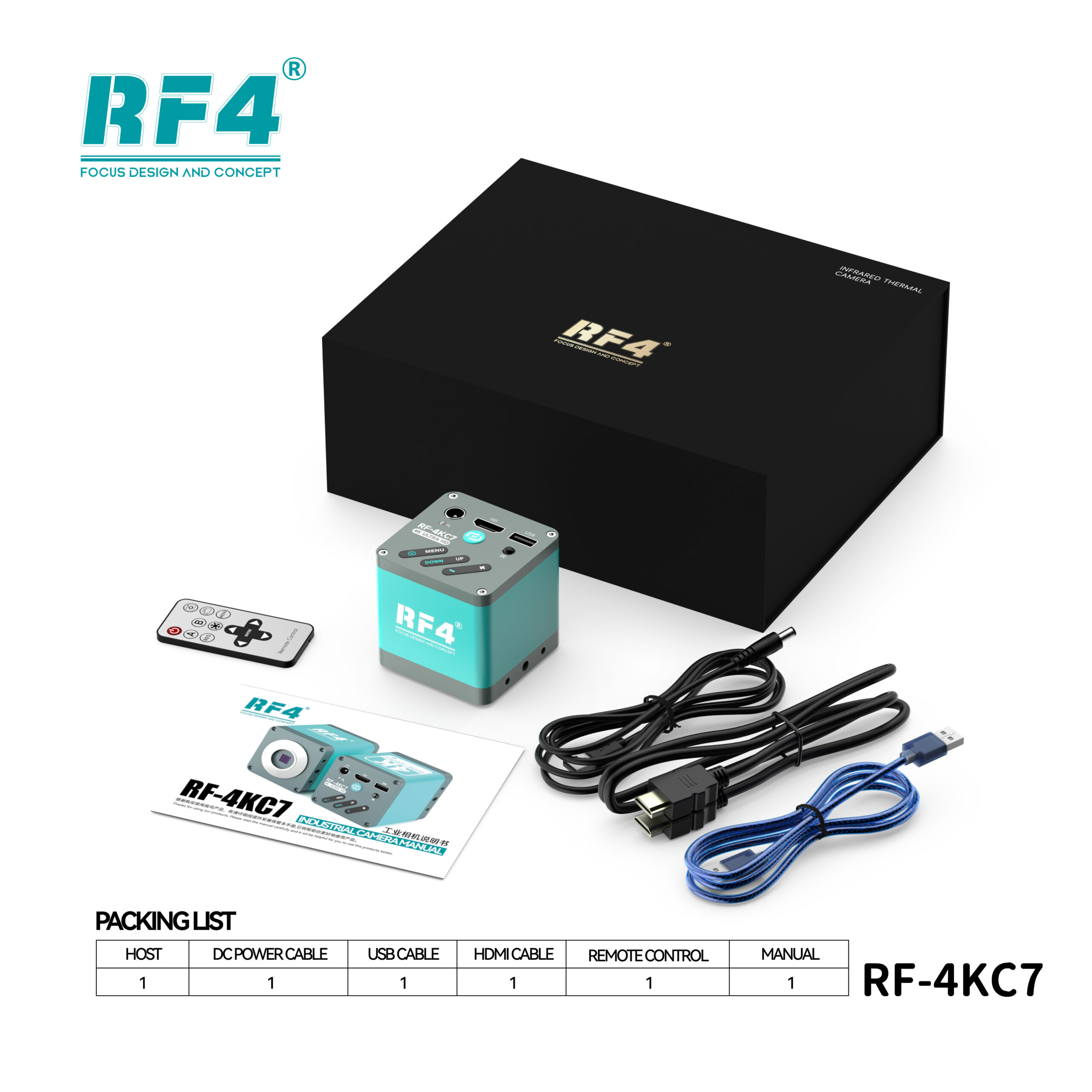 RF4 RF-4KC7 Large-Field 4K HD High-Resolution Adjustable Camera